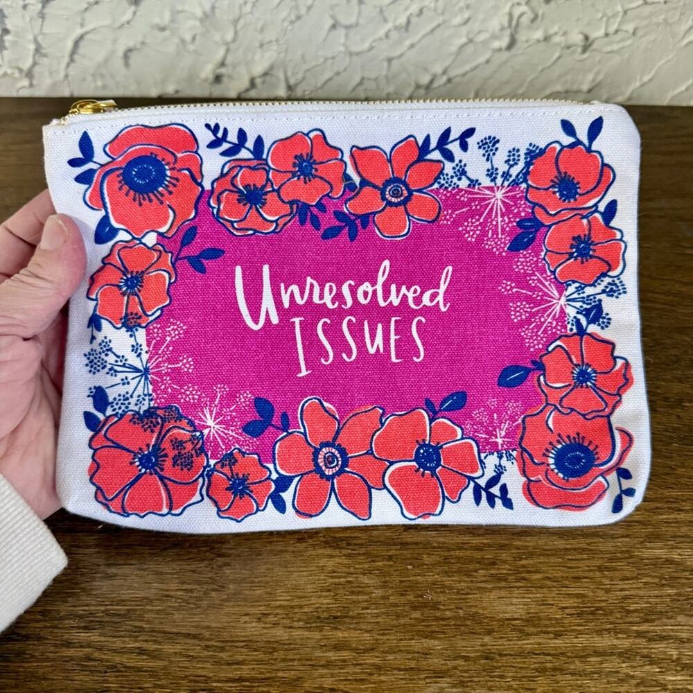 Floral Print Pouch with Pink and Orange Design - Picture 2 of 4